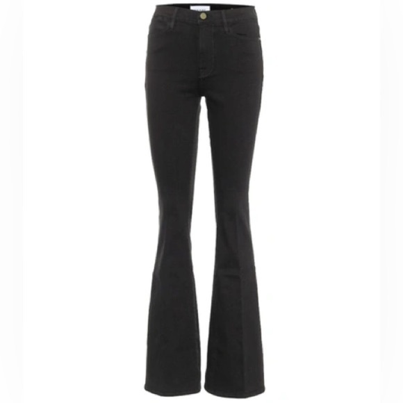 FRAME Le Forever Karlie Flare High-rise Jeans In Black size 25 - Picture 3 of 12
